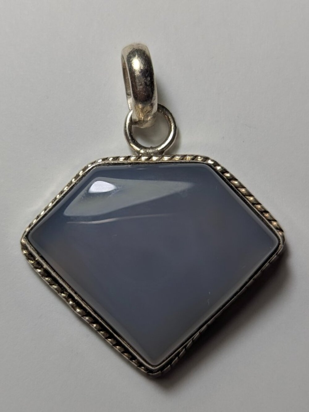 Sterling Silver 925 Pendant with Blue Chalcedony Stone